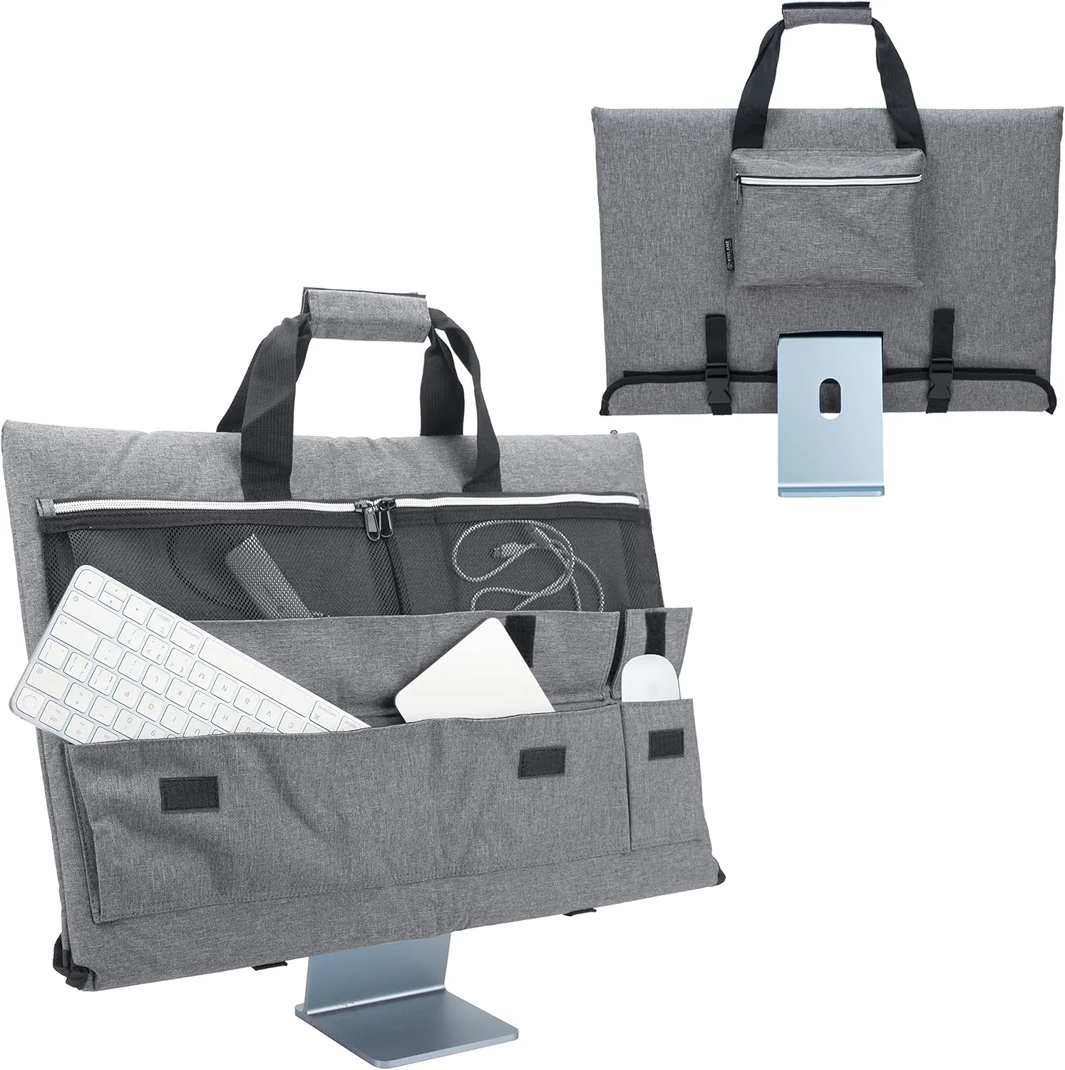 KISLANE Travel Carrying Case for 24'' iMac Desktop Computer, Protective Storage Bag for iMac Monitor Dust Cover with Carry Handle for 24 inch iMac Screen and Accessories (Grey)