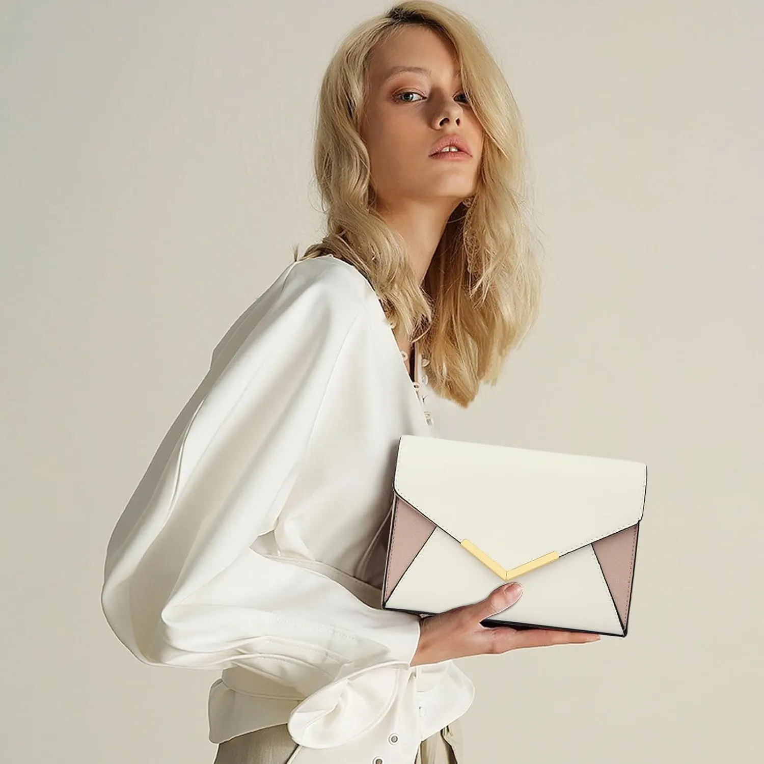 KKXIU Women Elegant Faux Leather Evening Envelope Clutch Purse Foldover Bags for Party Wedding Prom