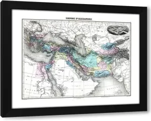 Lacos 46x36 Huge Black Modern Framed Canvas Art Print Titled: Alexander the Great Empire Europe Asia - Lacos