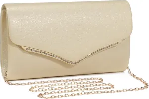 Ladies Evening Clutch Bag Envelope Handbag Prom Bridal Wedding Party Purse with Detachable Chain