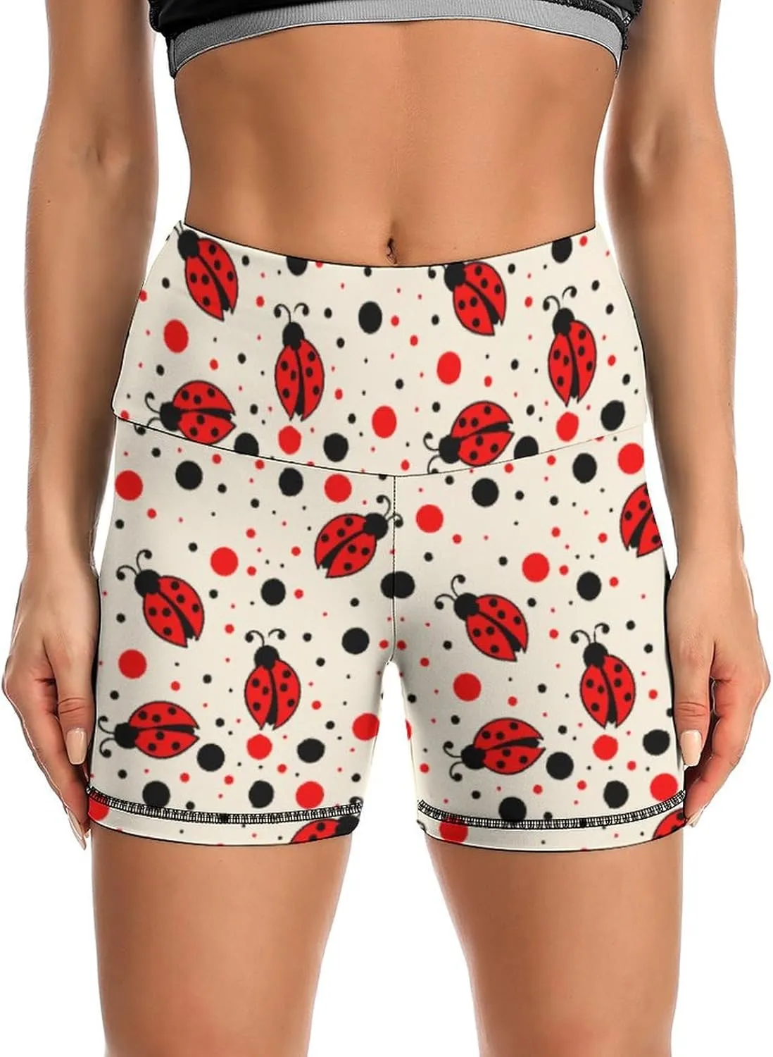 Ladybug Pattern Yoga Pants Shorts Female Yoga Pant Breathable Elastic Waist Gym Short Sports Hot Pant