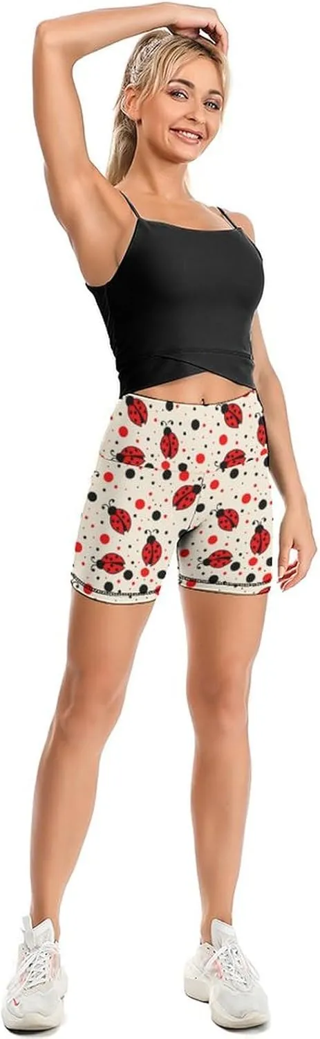 Ladybug Pattern Yoga Pants Shorts Female Yoga Pant Breathable Elastic Waist Gym Short Sports Hot Pant