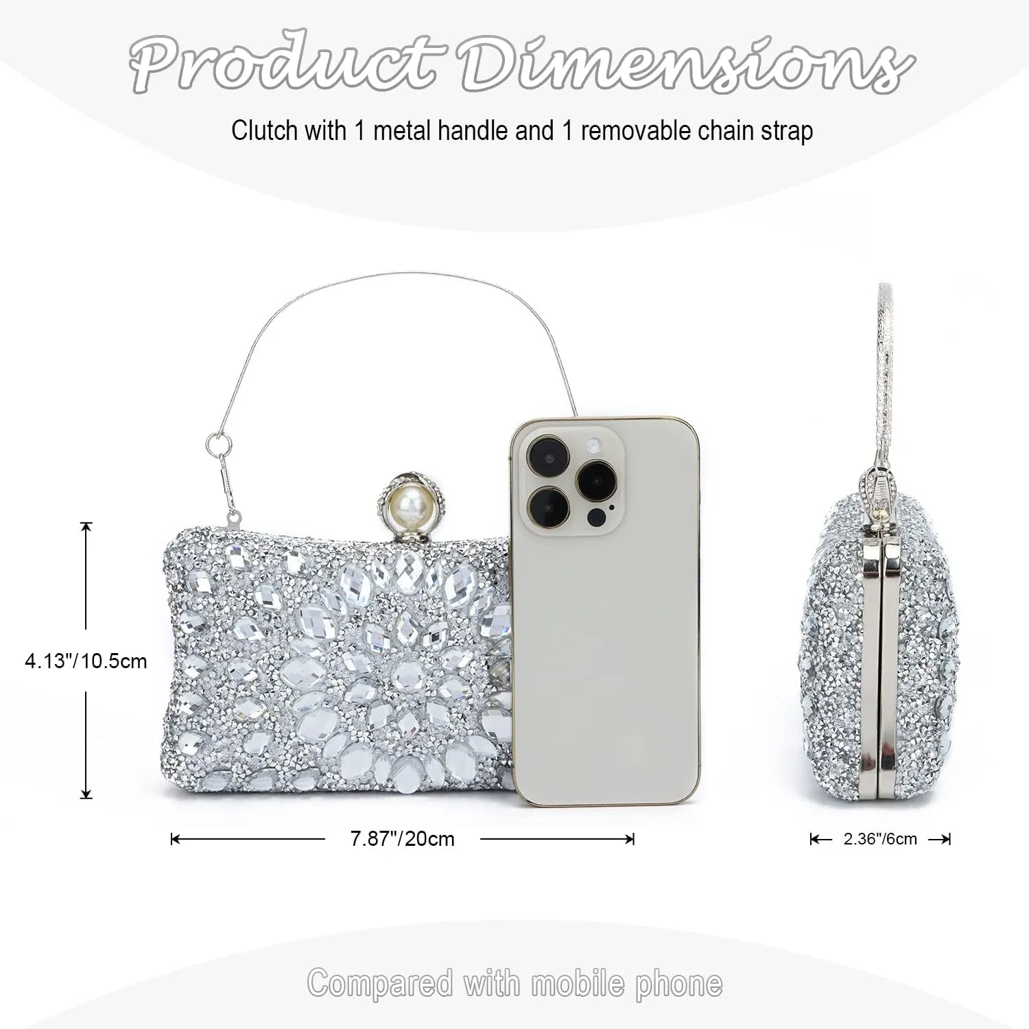 Lanpet Women Clutches Multicolor Crystal Rhinestone Evening Handbag Chain Strap Shoulder Bag