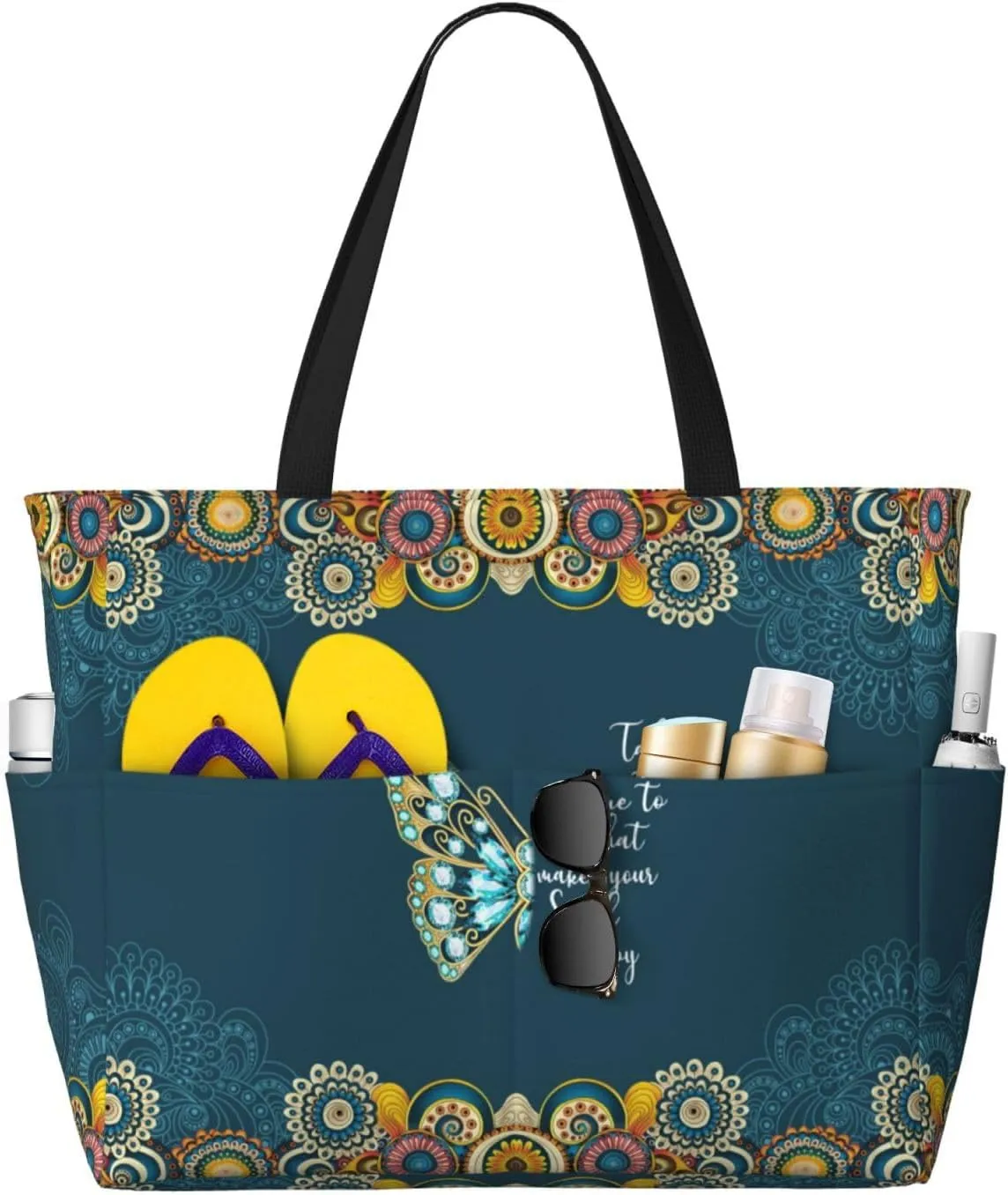 Large Beach Bag for Women Waterproof Foldable Travel Shoulder Tote Bag with Pocket for Weekender Pool Vacation