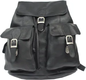 Large Buckle-Flap Backpack, Black, One Size