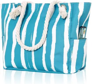 Large Canvas Beach Tote Bag with Zipper Women Swim, Travel, Shopping, Gym and Beach Holiday Cruise Essentials