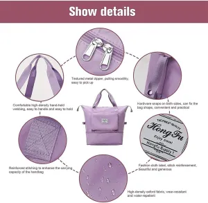 Large Capacity Folding Travel Bag, Foldable Travel Duffel Bag, Dry and Wet Separation Sports Portable Shoulder Bag, Lightweight Waterproof Carry Luggage Bag for Travel, Sports and Gym (Grey)