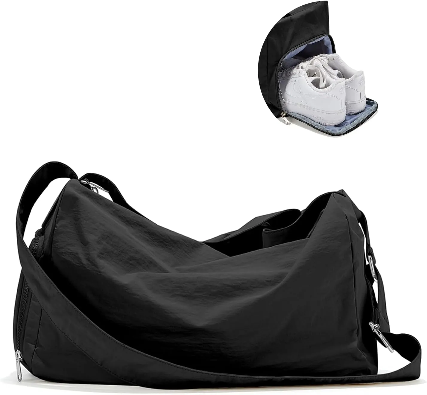 Large Gym Bag with Shoe Compartment, Workout Sport Duffle Bag for Women Travel, Waterproof Shoulder Overnight Bags Lightweight Carry on Tote Bags for Swim, Yoga, Dance