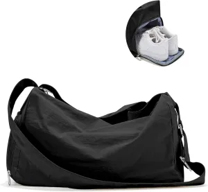 Large Gym Bag with Shoe Compartment, Workout Sport Duffle Bag for Women Travel, Waterproof Shoulder Overnight Bags Lightweight Carry on Tote Bags for Swim, Yoga, Dance