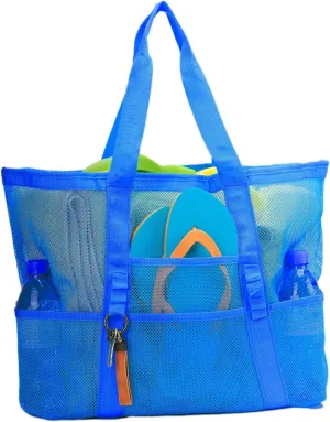 Large Mesh Beach Tote Bags for Sand Toys, Family Travel, Grocery, Reusable Shopping
