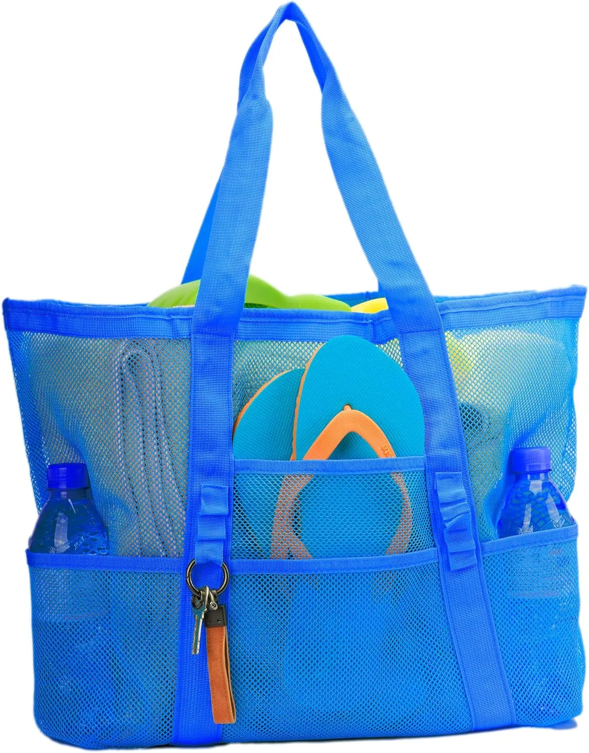 Large Mesh Beach Tote Bags for Sand Toys, Family Travel, Grocery, Reusable Shopping