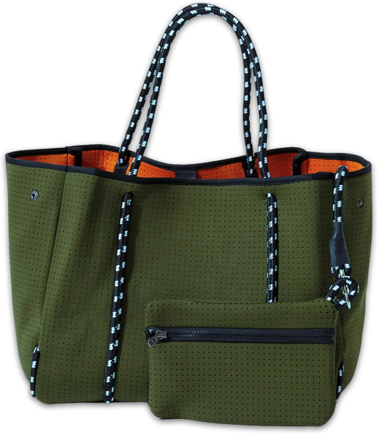 Large Neoprene Tote Bag for Women - Everyday Designer Handbag for Travel Work and Beach with Pockets and Zipper Pouch