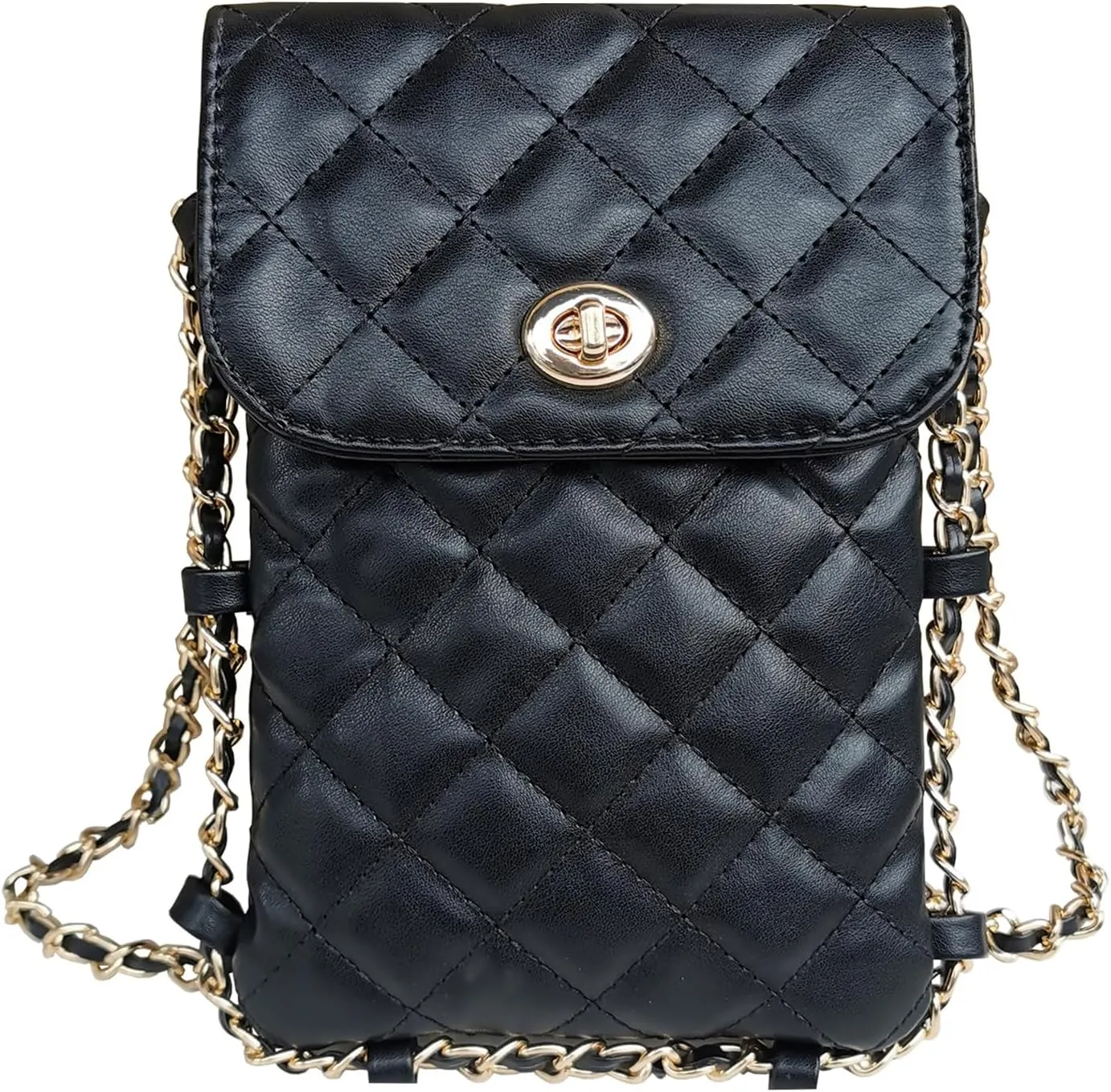 Larswon Cell Phone Crossbody Bag Quilted Bags Cell Phone Purse Soft Chain Crossbody Cellphone Wallet Bag for Women