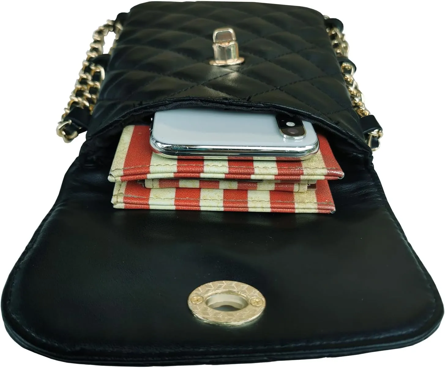 Larswon Cell Phone Crossbody Bag Quilted Bags Cell Phone Purse Soft Chain Crossbody Cellphone Wallet Bag for Women