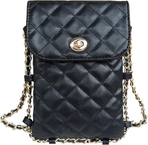 Larswon Cell Phone Crossbody Bag Quilted Bags Cell Phone Purse Soft Chain Crossbody Cellphone Wallet Bag for Women
