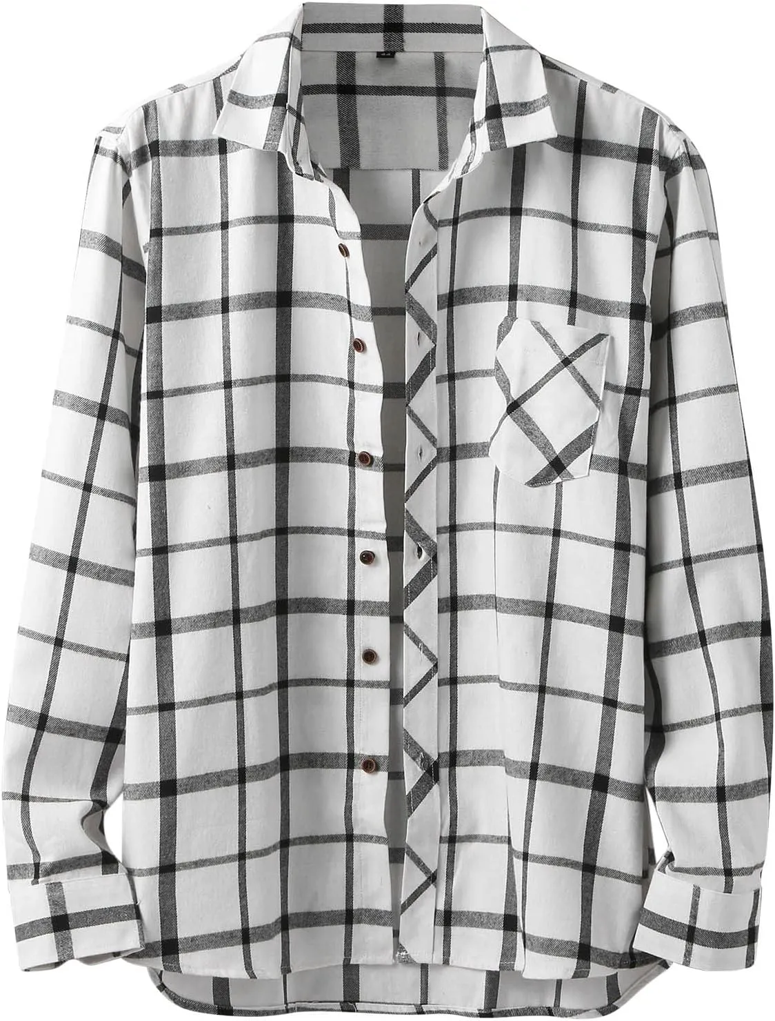 LCMTWX Men's Cotton Plaid Shirts Jacket Printing Lightweight Breathable Long Sleeve Lapel Formal Fleece Lined Flannel