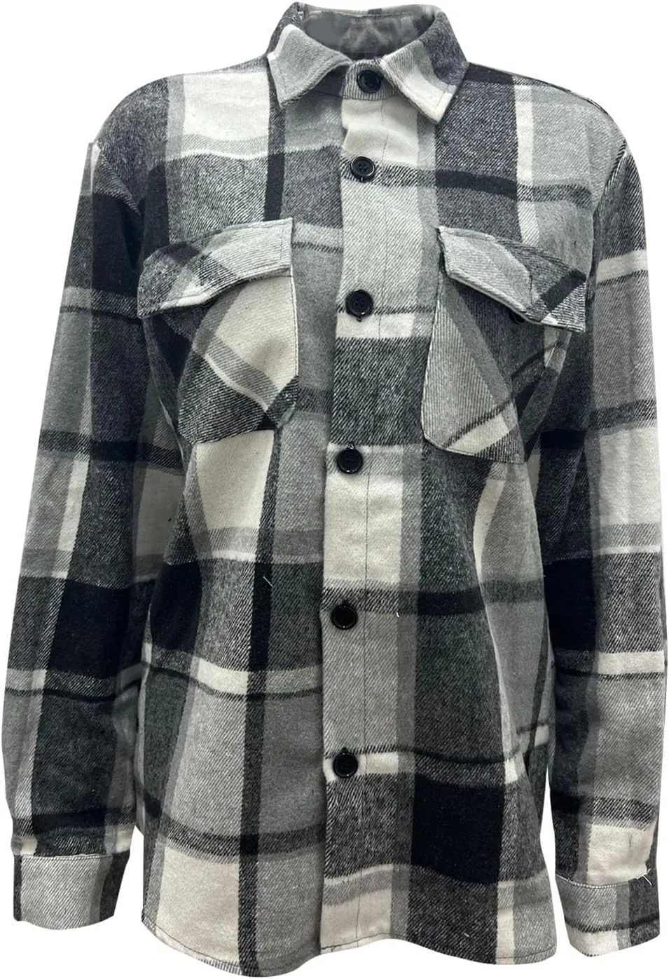 LCMTWX Men's Plaid Hooded Shirts Pullover Sweatshirt Jacket Button Collar Warm Sweater Coat Lined Hooded Plaid Shirt Soft
