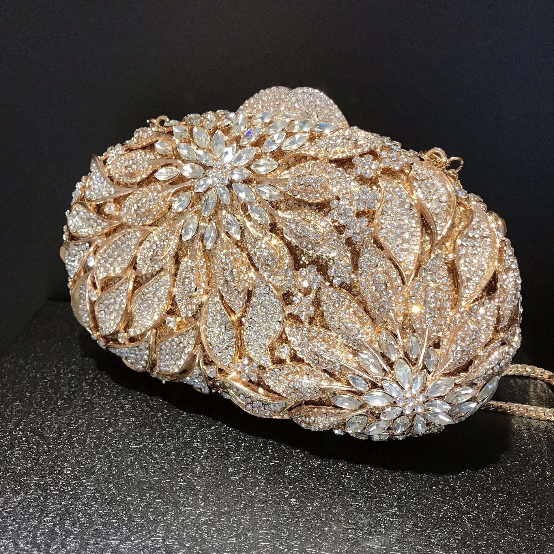 Leaf Flower Inlaid Daimond Bag