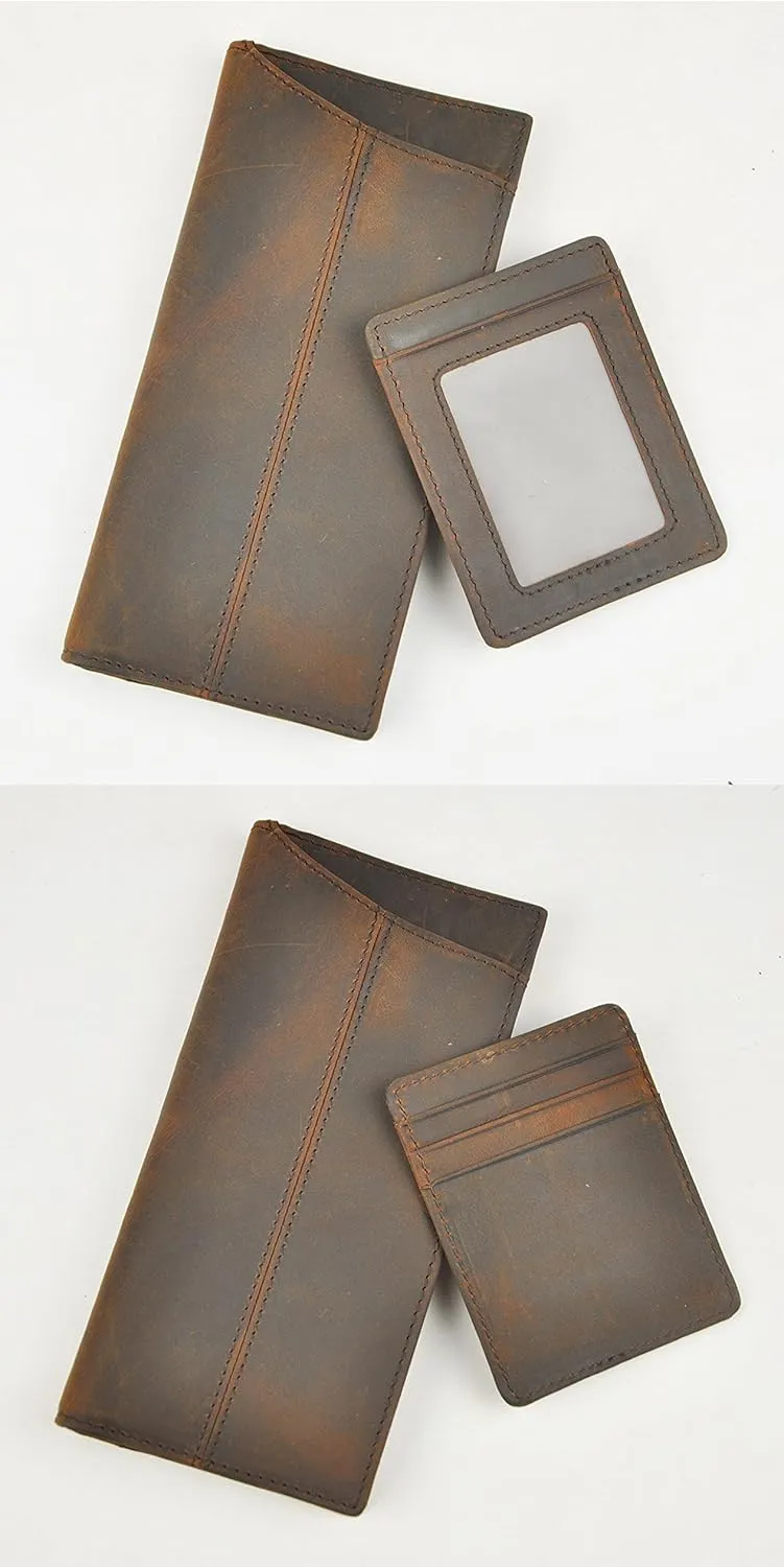 Le'aokuu Mens Genuine Leather Bifold Wallet Organizer Checkbook Card Case（0 1019 B Brown）