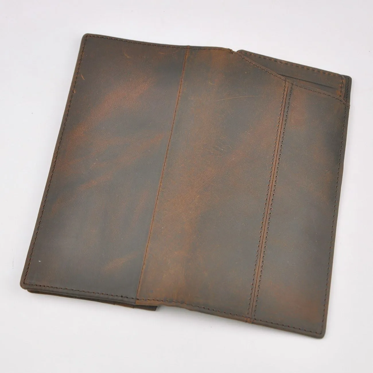 Le'aokuu Mens Genuine Leather Bifold Wallet Organizer Checkbook Card Case（0 1019 B Brown）