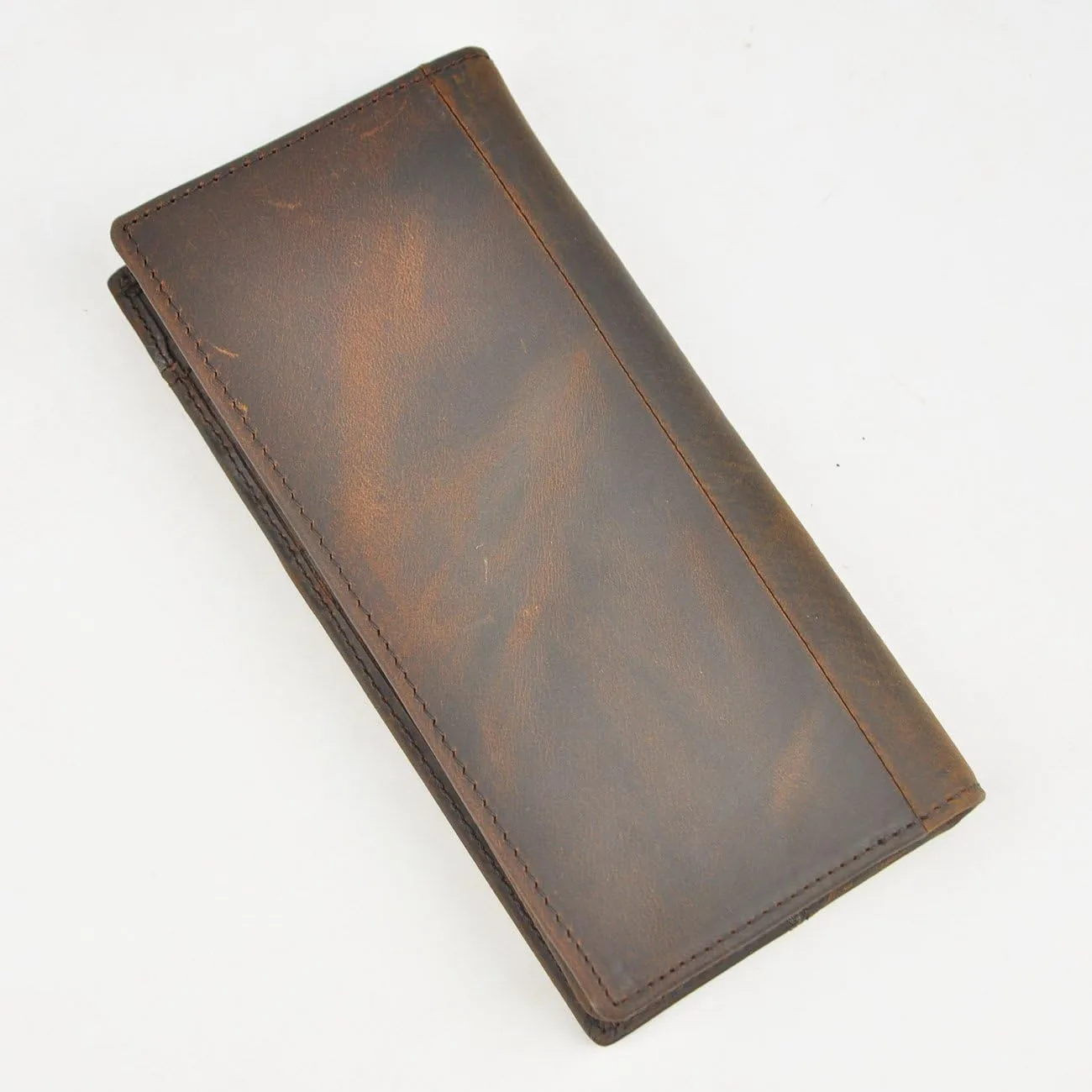 Le'aokuu Mens Genuine Leather Bifold Wallet Organizer Checkbook Card Case（0 1019 B Brown）