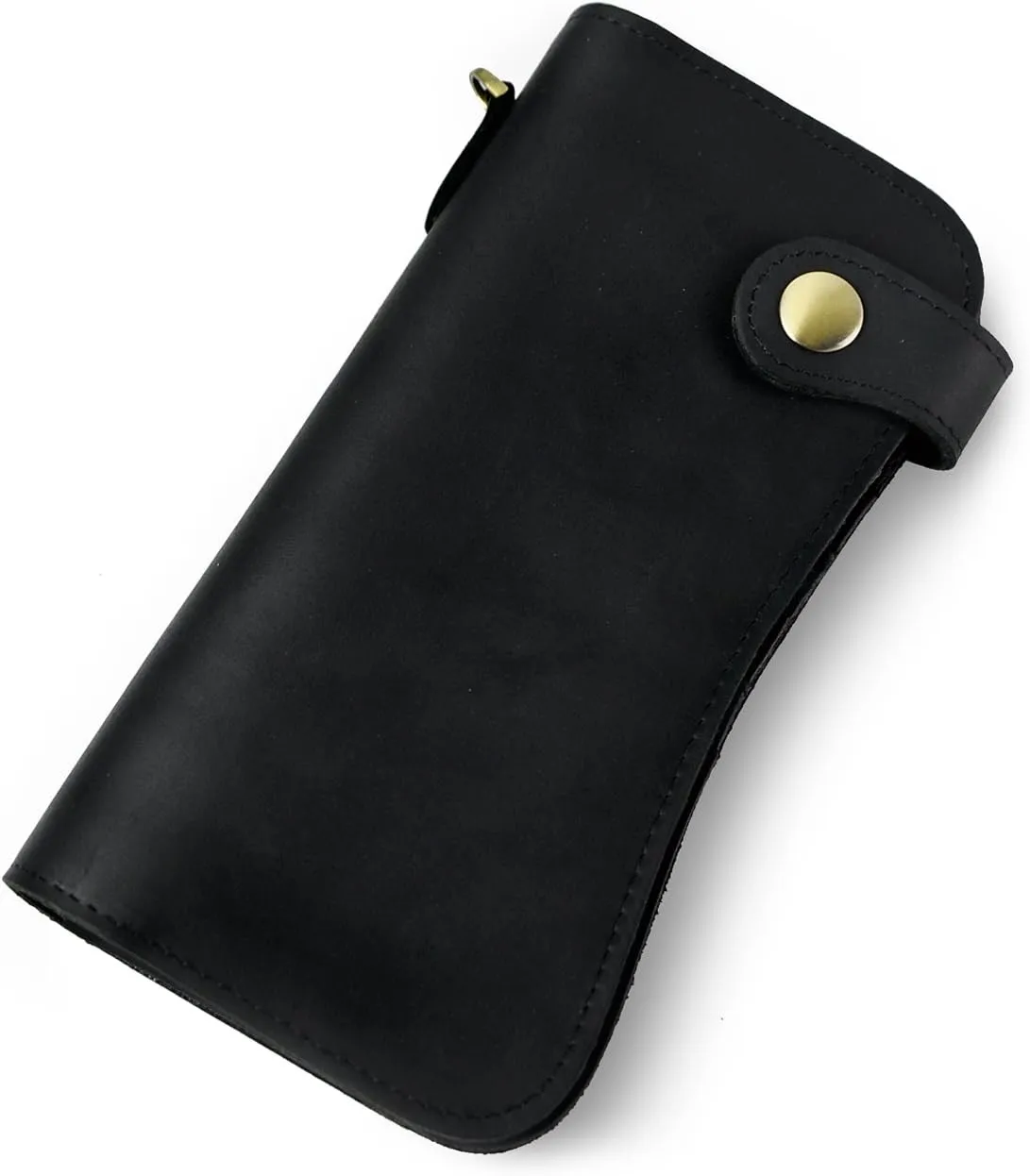 Le'aokuu Mens Genuine Leather Bifold Wallet Organizer Checkbook Iron Chain