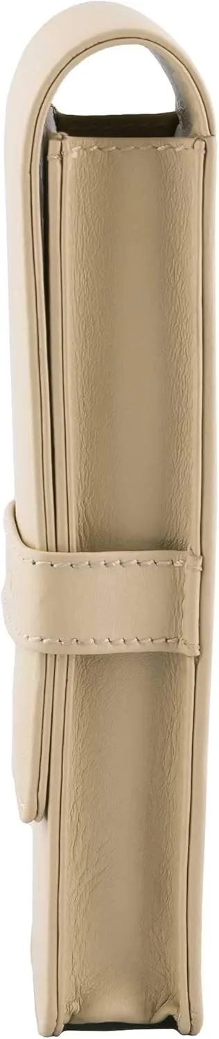 Leather Double Pen Case Pencil Pouch Holder for Two Fountain Ballpoint Rollerball Pens and Pencils