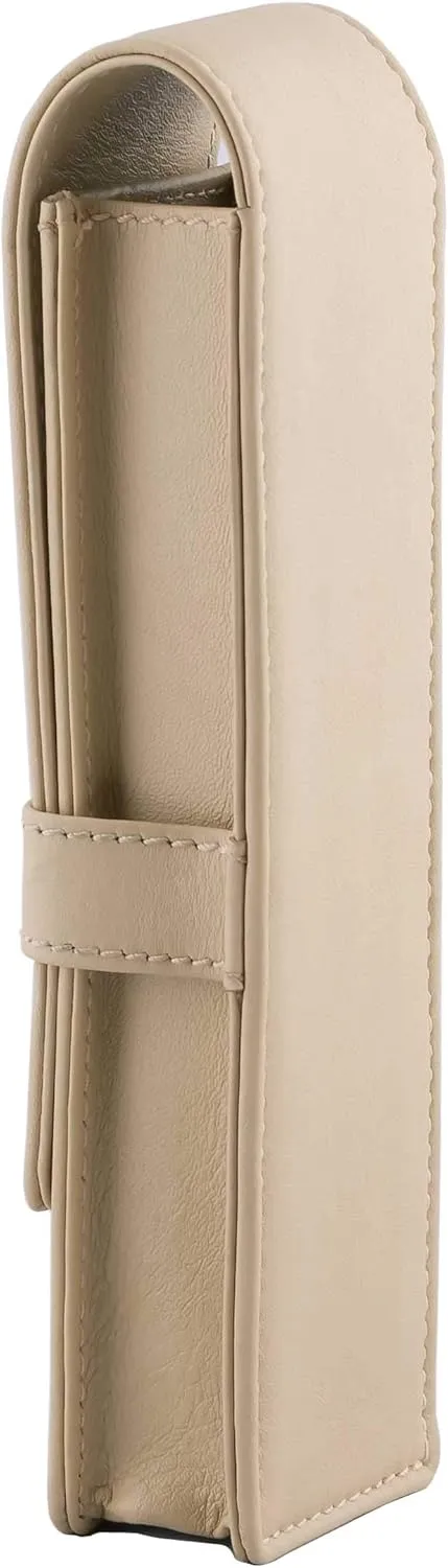 Leather Double Pen Case Pencil Pouch Holder for Two Fountain Ballpoint Rollerball Pens and Pencils
