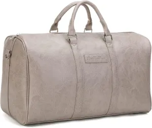 Leather Duffle Bags For Men Gym Sport Travel Bag Weekend Overnight Tote Carry On Bag （Light Gray）
