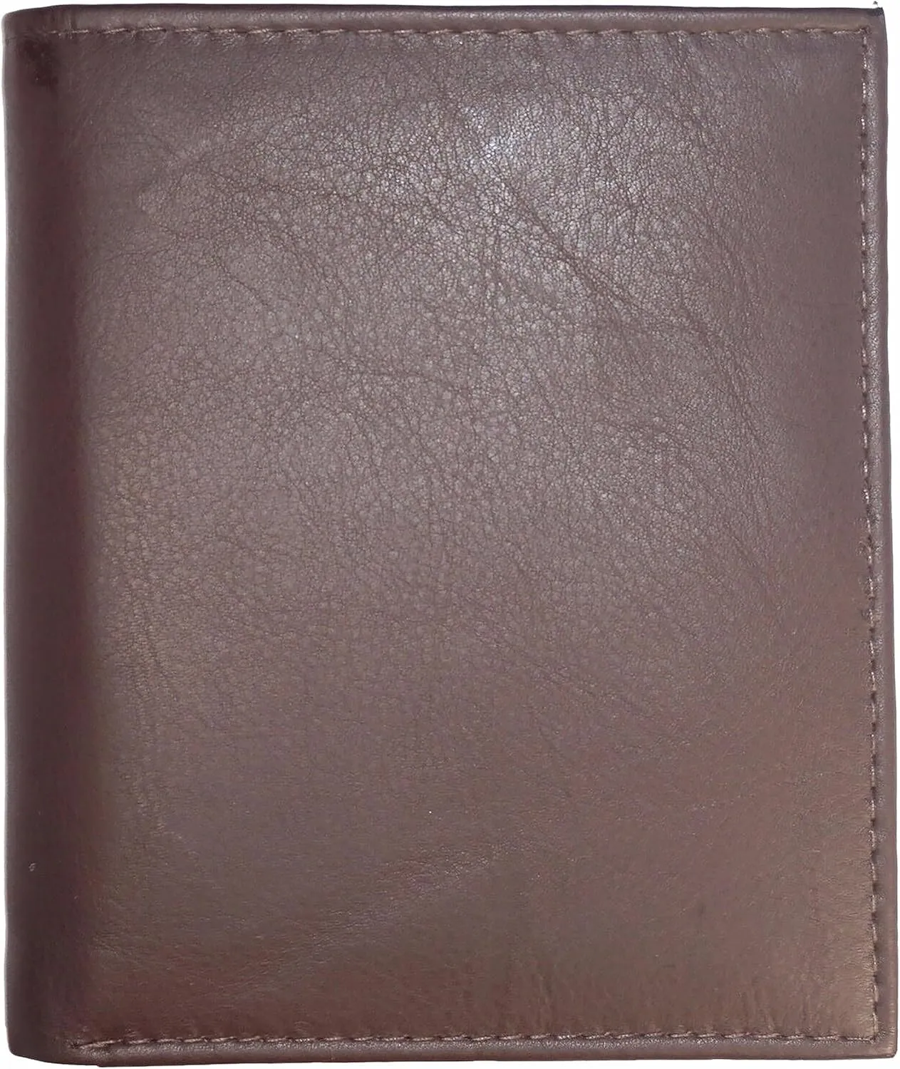 Leather European Bifold Hipster Mens Wallet With Heavy Duty Vinyl Wallet Insert (Brown)