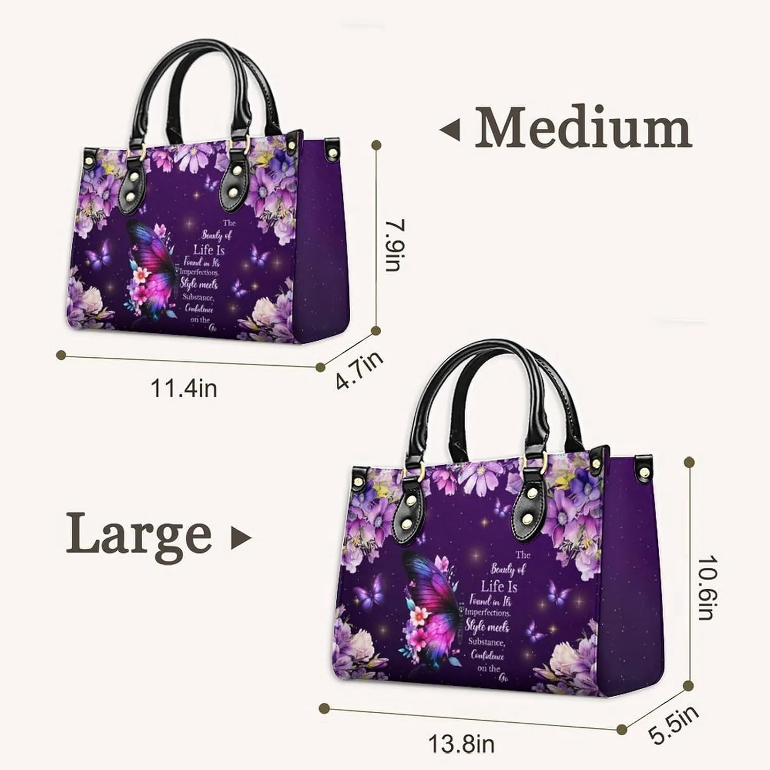 Leather Handbag for Women, Flower Tote Bags Crossbody Bag, Shoulder Purses for Daily & Travel, Gifts for Mom