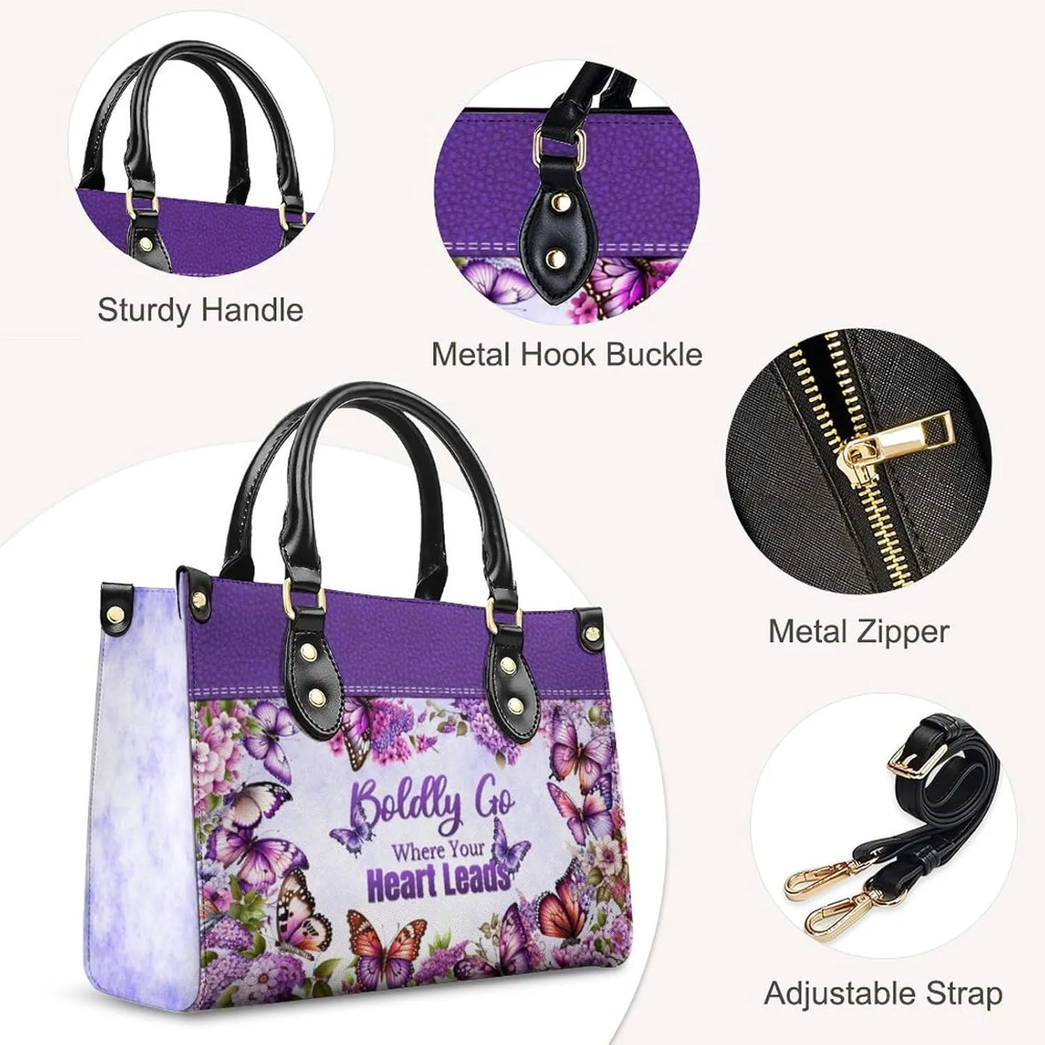 Leather Handbag for Women, Flower Tote Bags Crossbody Bag, Shoulder Purses for Daily & Travel, Gifts for Mom