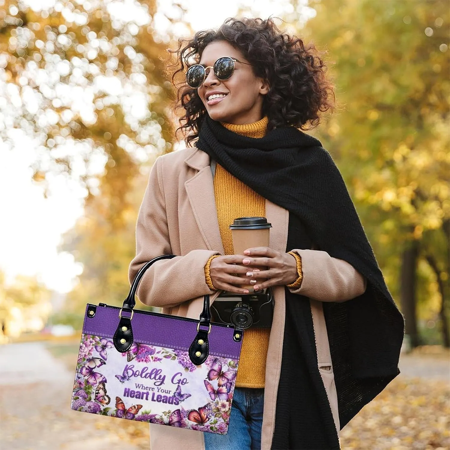 Leather Handbag for Women, Flower Tote Bags Crossbody Bag, Shoulder Purses for Daily & Travel, Gifts for Mom