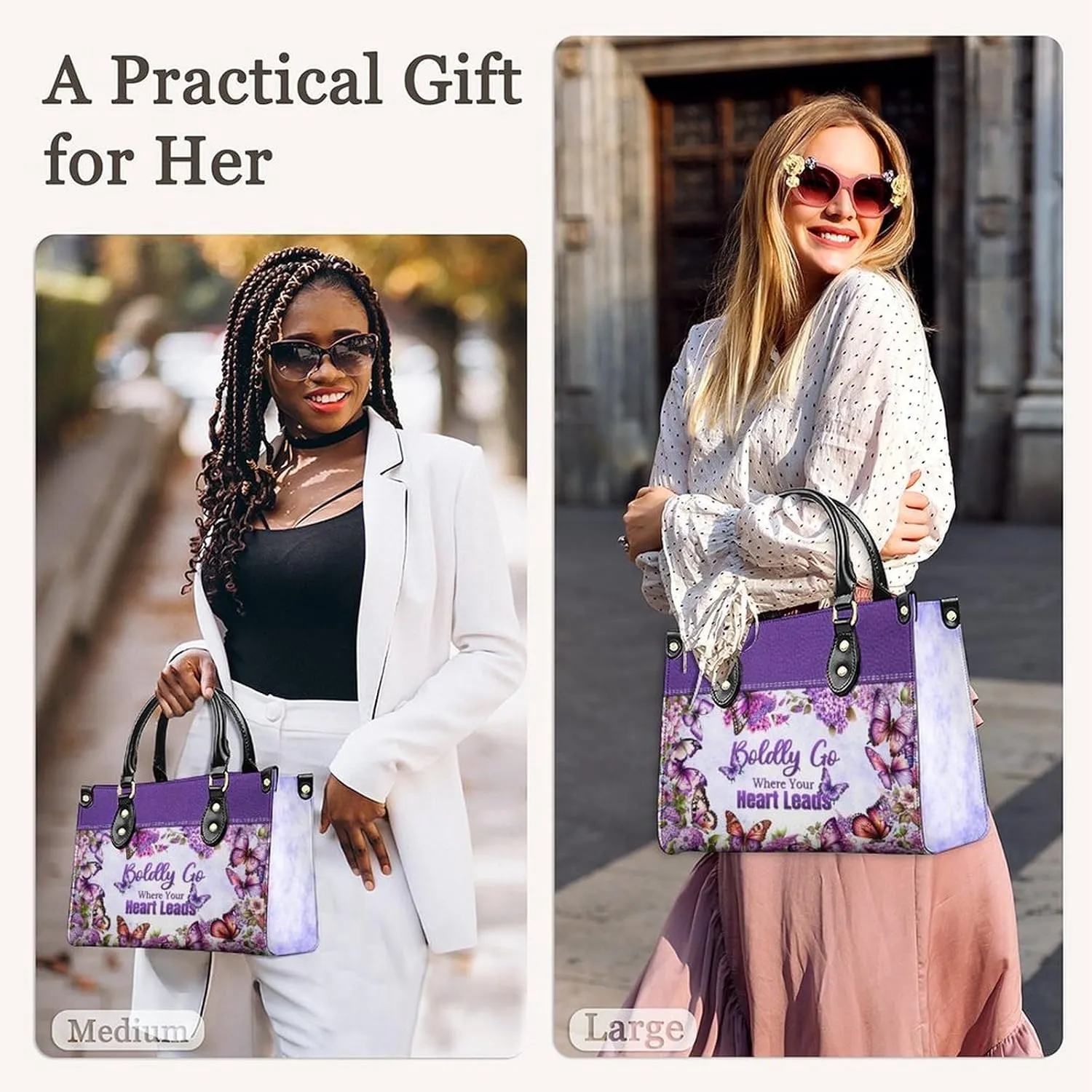 Leather Handbag for Women, Flower Tote Bags Crossbody Bag, Shoulder Purses for Daily & Travel, Gifts for Mom