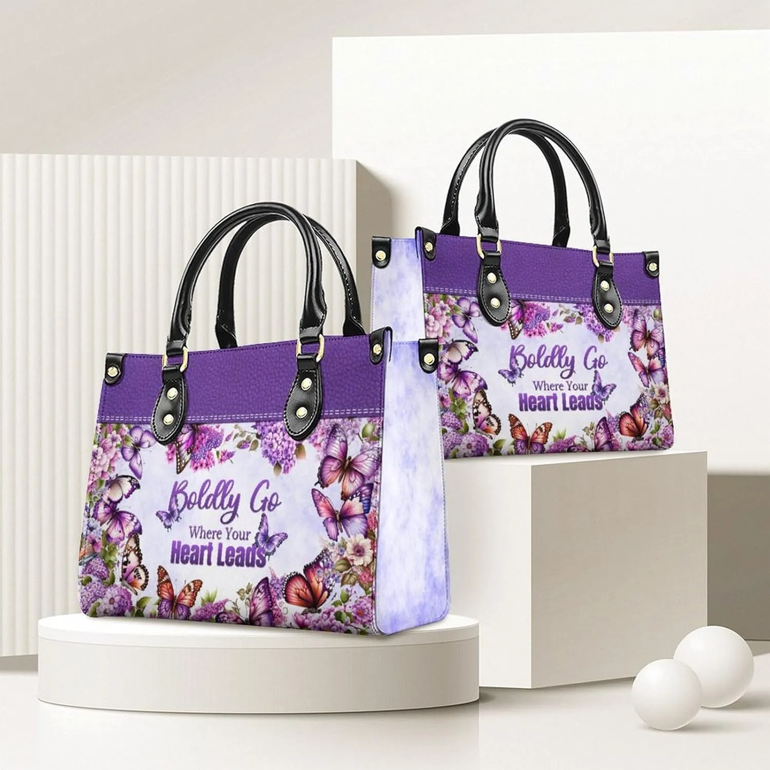 Leather Handbag for Women, Flower Tote Bags Crossbody Bag, Shoulder Purses for Daily & Travel, Gifts for Mom