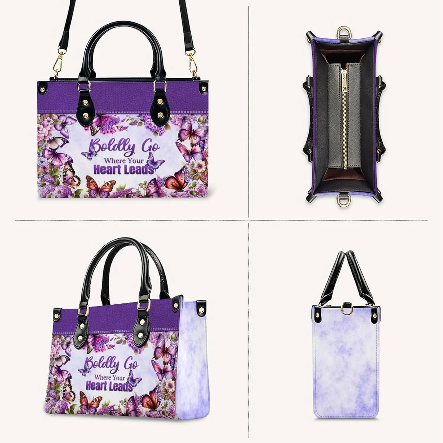 Leather Handbag for Women, Flower Tote Bags Crossbody Bag, Shoulder Purses for Daily & Travel, Gifts for Mom