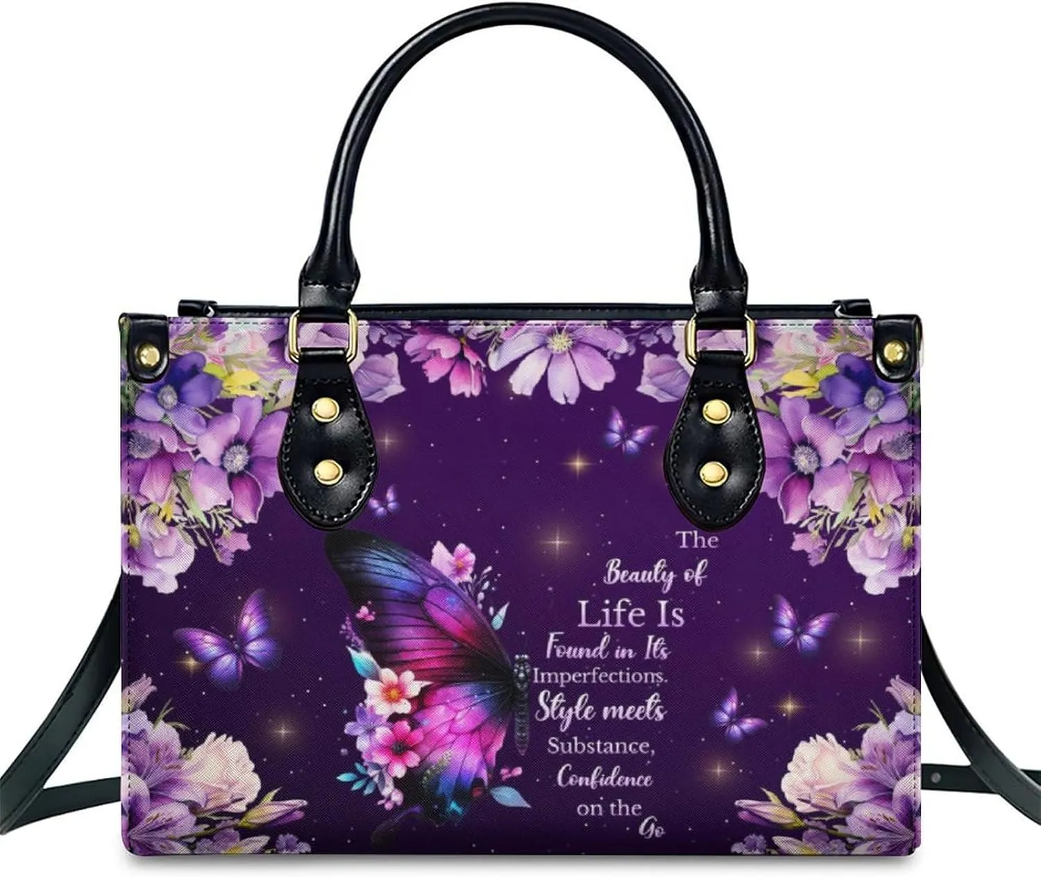 Leather Handbag for Women, Flower Tote Bags Crossbody Bag, Shoulder Purses for Daily & Travel, Gifts for Mom