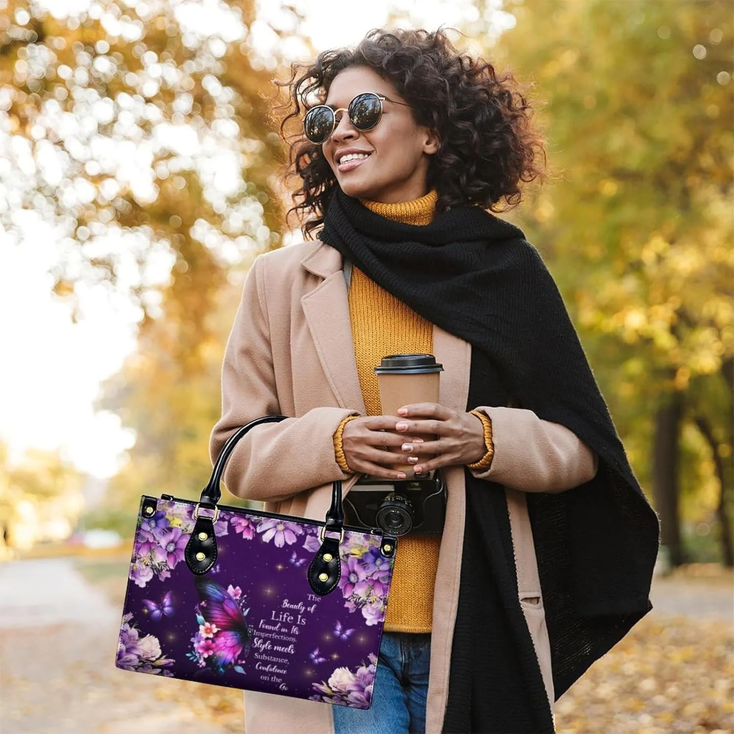 Leather Handbag for Women, Flower Tote Bags Crossbody Bag, Shoulder Purses for Daily & Travel, Gifts for Mom