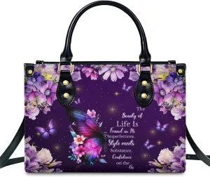 Leather Handbag for Women, Flower Tote Bags Crossbody Bag, Shoulder Purses for Daily & Travel, Gifts for Mom