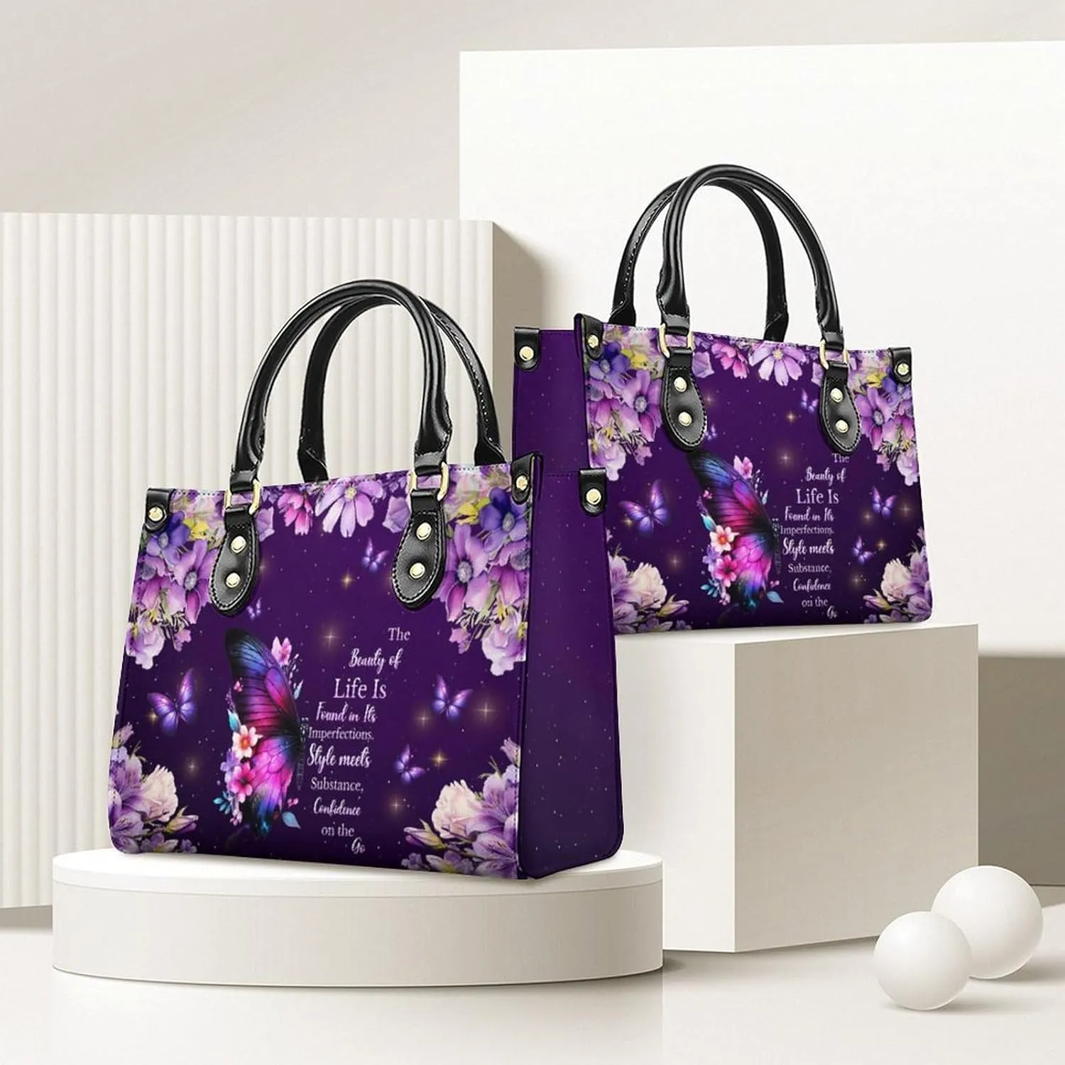 Leather Handbag for Women, Flower Tote Bags Crossbody Bag, Shoulder Purses for Daily & Travel, Gifts for Mom