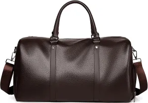 Leather Travel Duffle Bag for Men, Woven Carry On Weekender Overnight Bags for Business Sports Gym