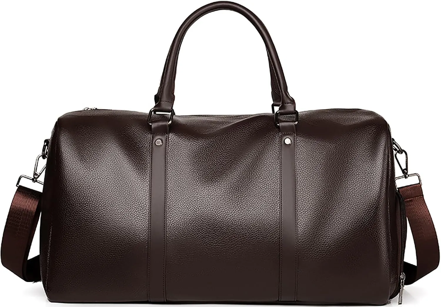 Leather Travel Duffle Bag for Men, Woven Carry On Weekender Overnight Bags for Business Sports Gym