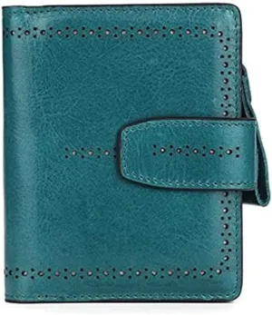 Leather Wallet Pu Leather Women's Walle Classic Large Capacity Crop Zipper Purse Clutch for Women Fashion Buckle Coin Pocket Large Capacity (Bu,9.5x11.5cm)