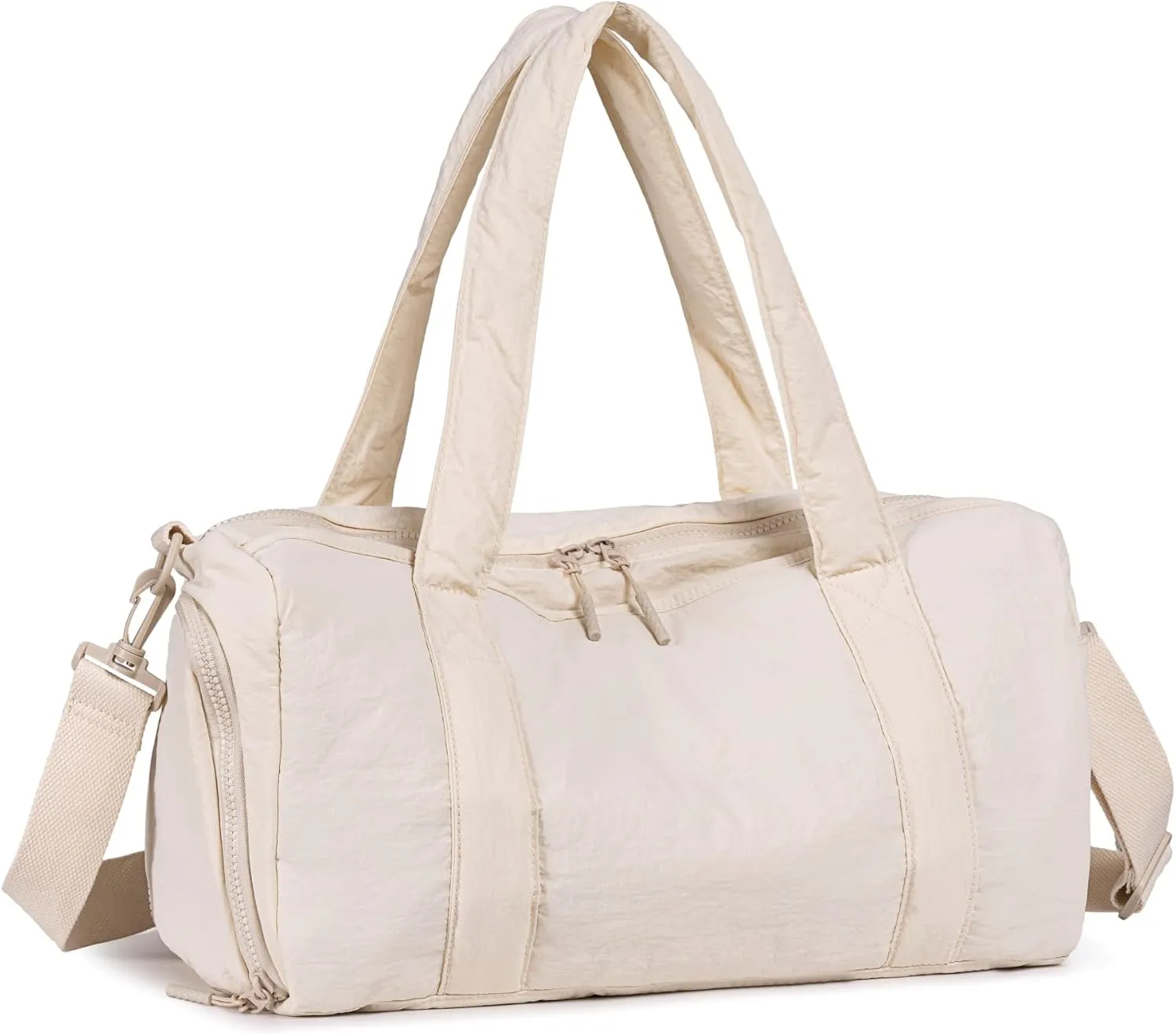 LEDAOU Duffle Bag for Travel, Puffer Gym Bag for Women, Lightweight Carry-on Tote, Weekender Overnight Bag with Wet Pocket, Workout Bag (Beige)