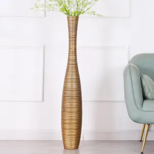 Leewadee Decorative Tall Floor Vase for Living Room Decor, 41 inches, Gold, Resin