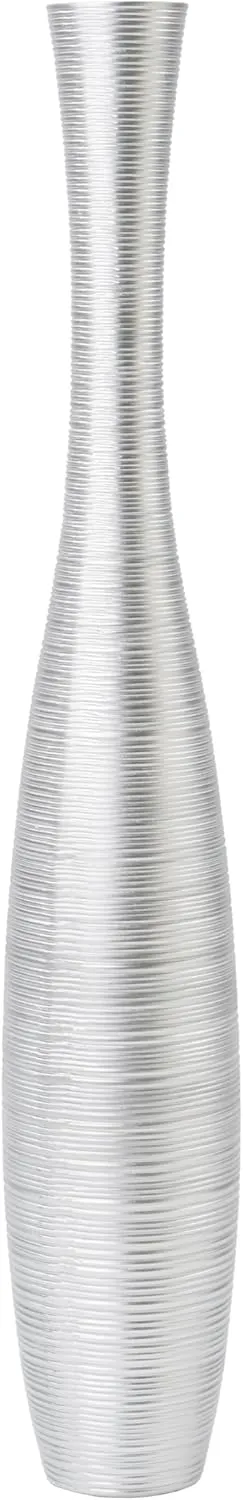 Leewadee Decorative Tall Floor Vase for Living Room Decor, 41 inches, Silver, Resin