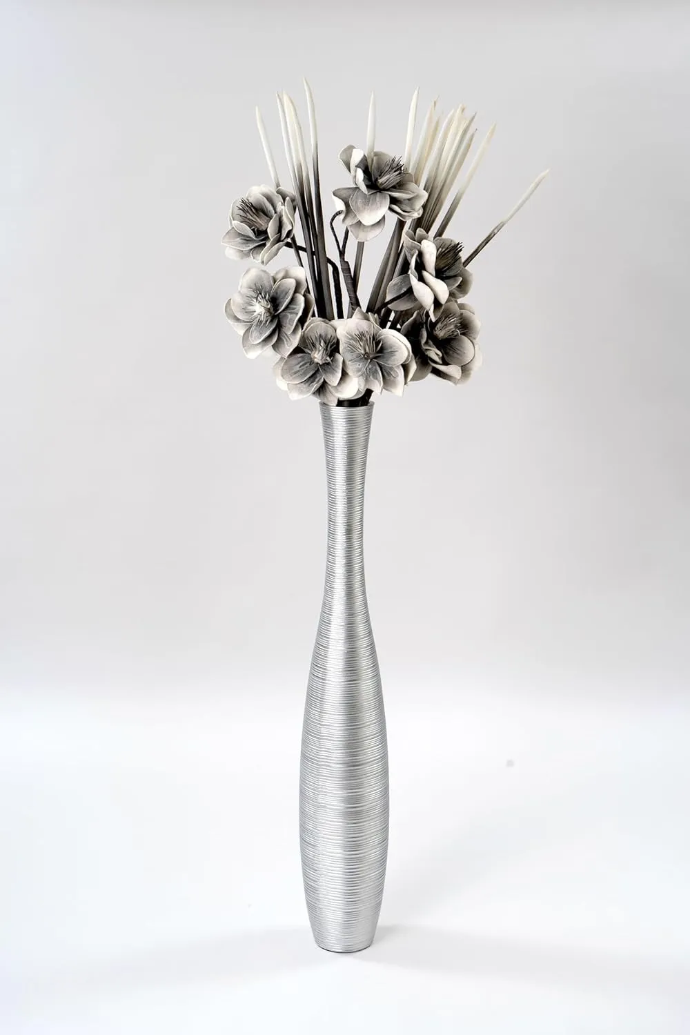 Leewadee Decorative Tall Floor Vase for Living Room Decor, 41 inches, Silver, Resin