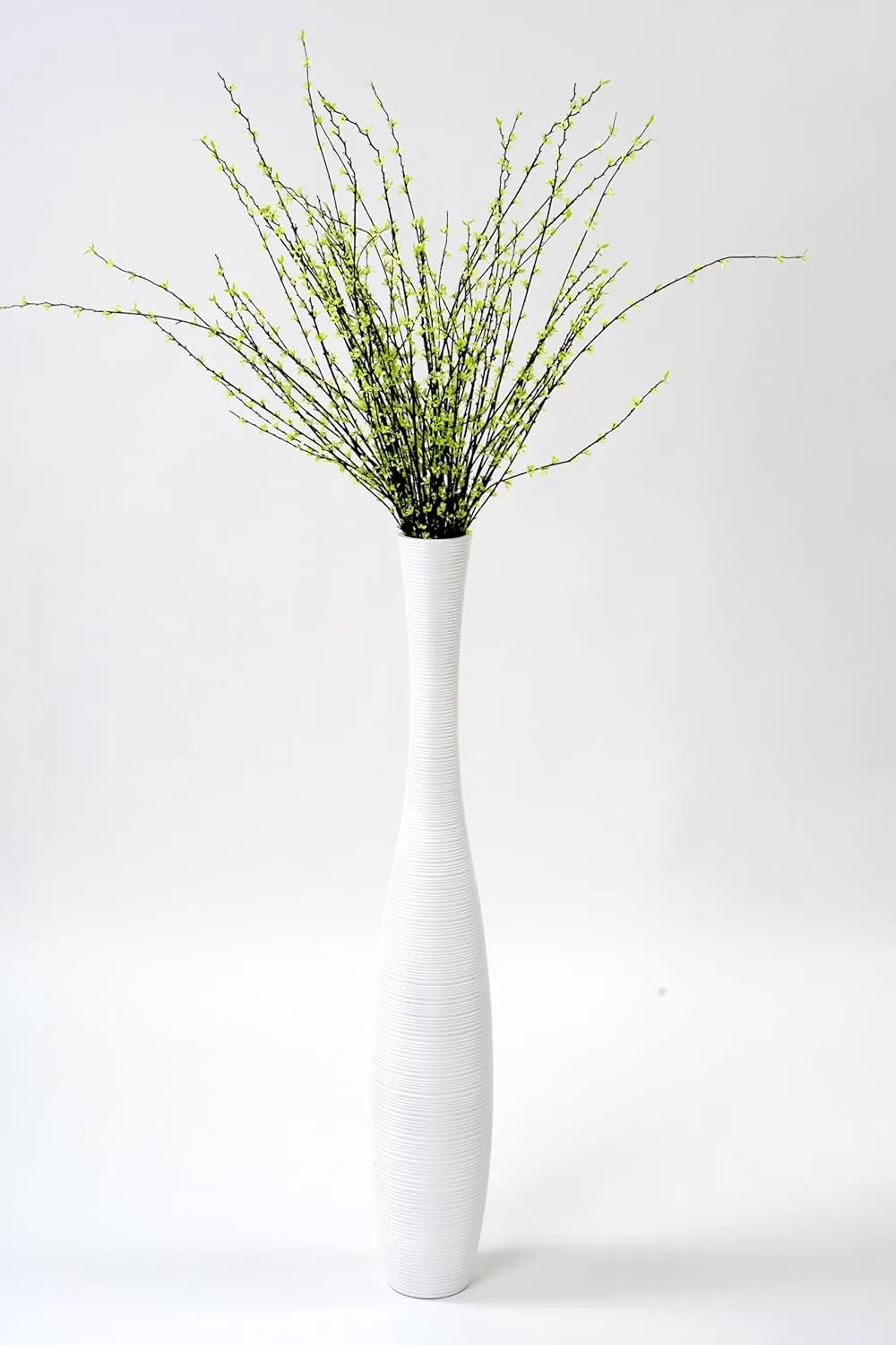 Leewadee Decorative Tall Floor Vase for Living Room Decor, 41 inches, White, Resin
