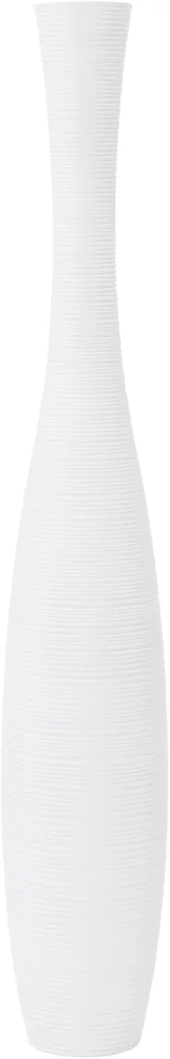 Leewadee Decorative Tall Floor Vase for Living Room Decor, 41 inches, White, Resin