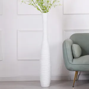 Leewadee Decorative Tall Floor Vase for Living Room Decor, 41 inches, White, Resin